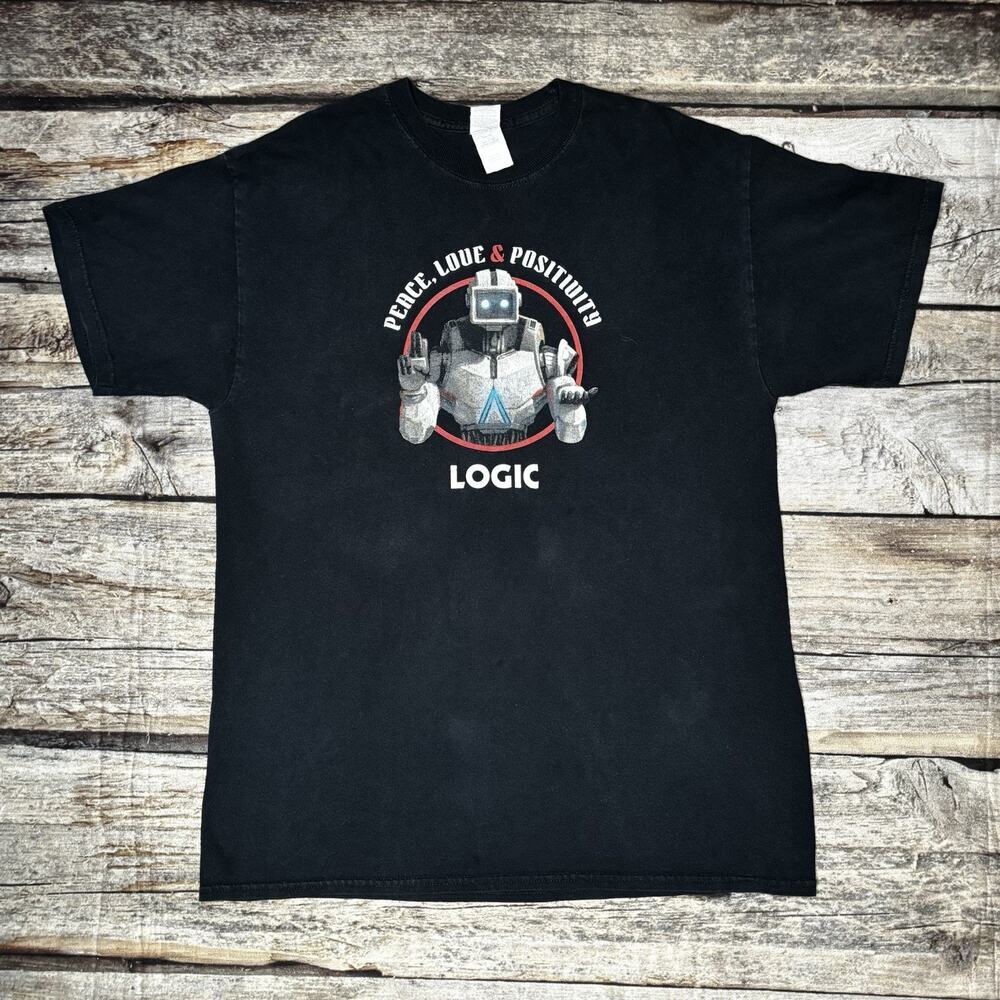 Logic Bobby Tarantino - Peace, Love And Positivity Robot T Shirt Mens Large